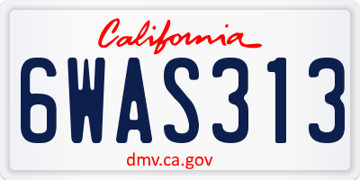 CA license plate 6WAS313