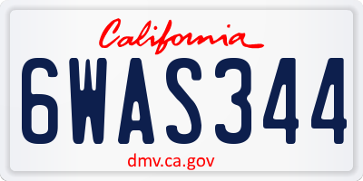 CA license plate 6WAS344