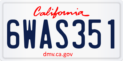 CA license plate 6WAS351