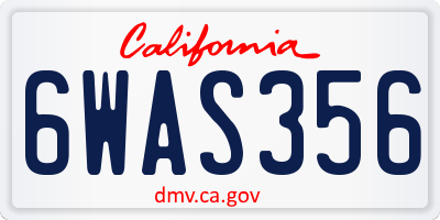 CA license plate 6WAS356