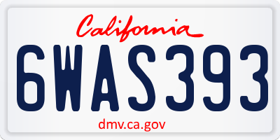 CA license plate 6WAS393