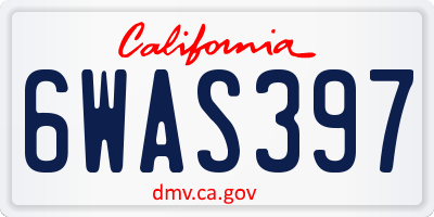 CA license plate 6WAS397