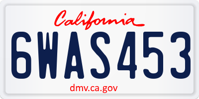 CA license plate 6WAS453