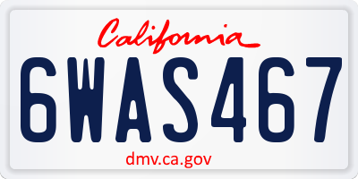 CA license plate 6WAS467