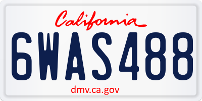 CA license plate 6WAS488