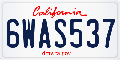 CA license plate 6WAS537