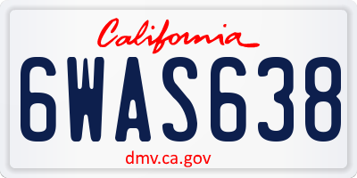 CA license plate 6WAS638