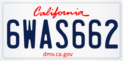 CA license plate 6WAS662