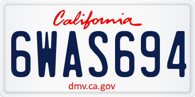 CA license plate 6WAS694