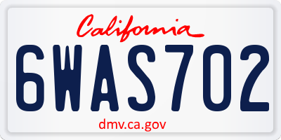 CA license plate 6WAS702