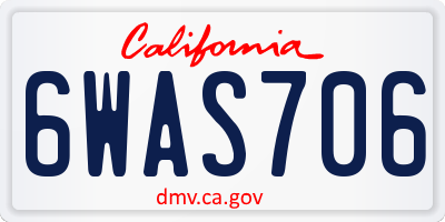 CA license plate 6WAS706