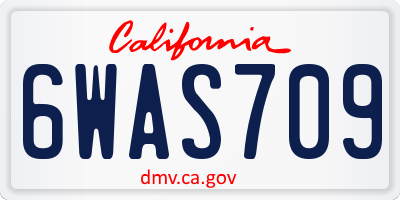 CA license plate 6WAS709