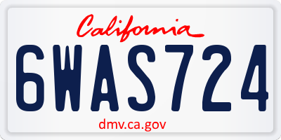 CA license plate 6WAS724