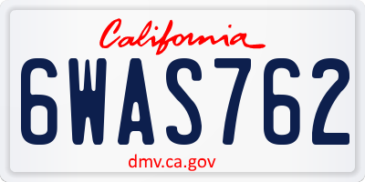 CA license plate 6WAS762
