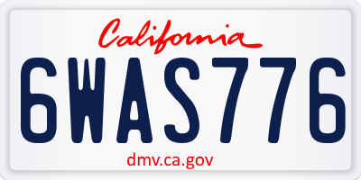 CA license plate 6WAS776