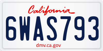 CA license plate 6WAS793