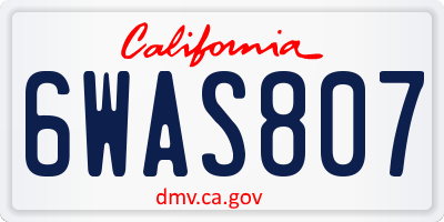 CA license plate 6WAS807
