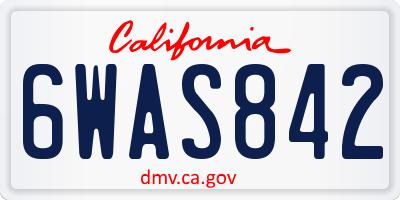 CA license plate 6WAS842