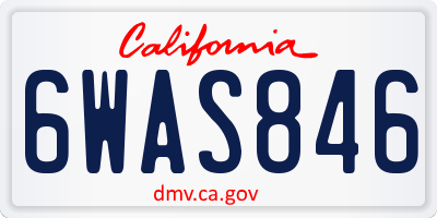 CA license plate 6WAS846