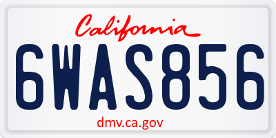 CA license plate 6WAS856