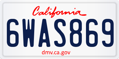 CA license plate 6WAS869