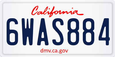 CA license plate 6WAS884