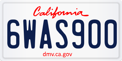 CA license plate 6WAS900