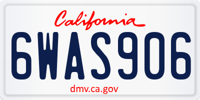 CA license plate 6WAS906