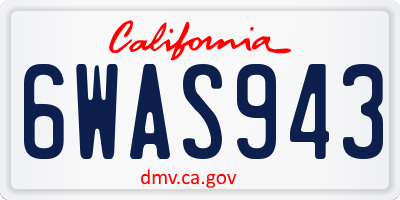CA license plate 6WAS943