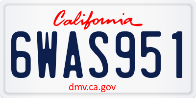 CA license plate 6WAS951