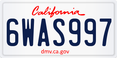 CA license plate 6WAS997
