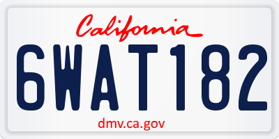CA license plate 6WAT182