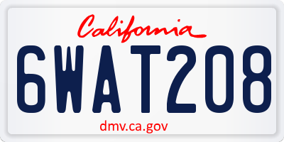 CA license plate 6WAT208