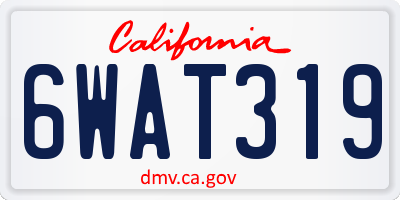 CA license plate 6WAT319