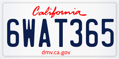 CA license plate 6WAT365