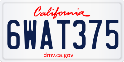 CA license plate 6WAT375
