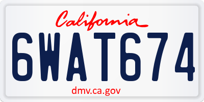 CA license plate 6WAT674