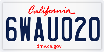 CA license plate 6WAU020