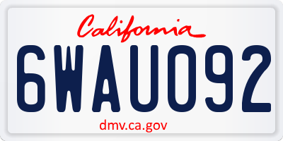 CA license plate 6WAU092