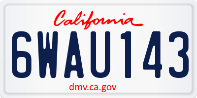 CA license plate 6WAU143