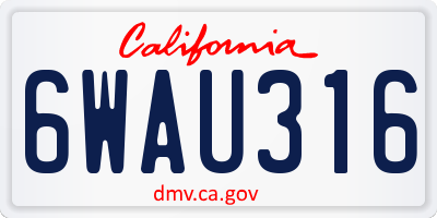 CA license plate 6WAU316