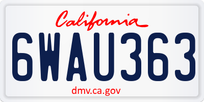 CA license plate 6WAU363