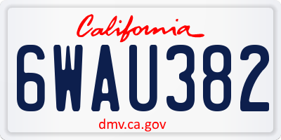 CA license plate 6WAU382