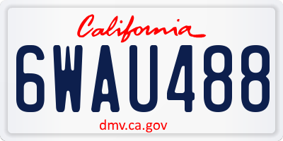 CA license plate 6WAU488