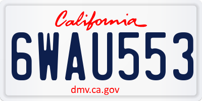 CA license plate 6WAU553