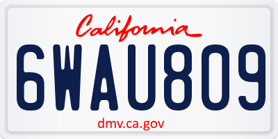 CA license plate 6WAU809