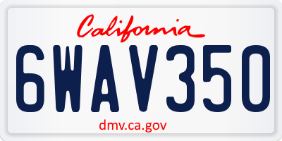 CA license plate 6WAV350
