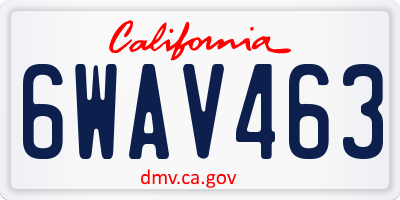 CA license plate 6WAV463