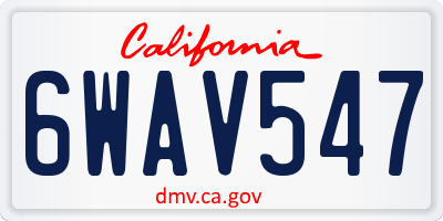 CA license plate 6WAV547