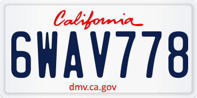 CA license plate 6WAV778